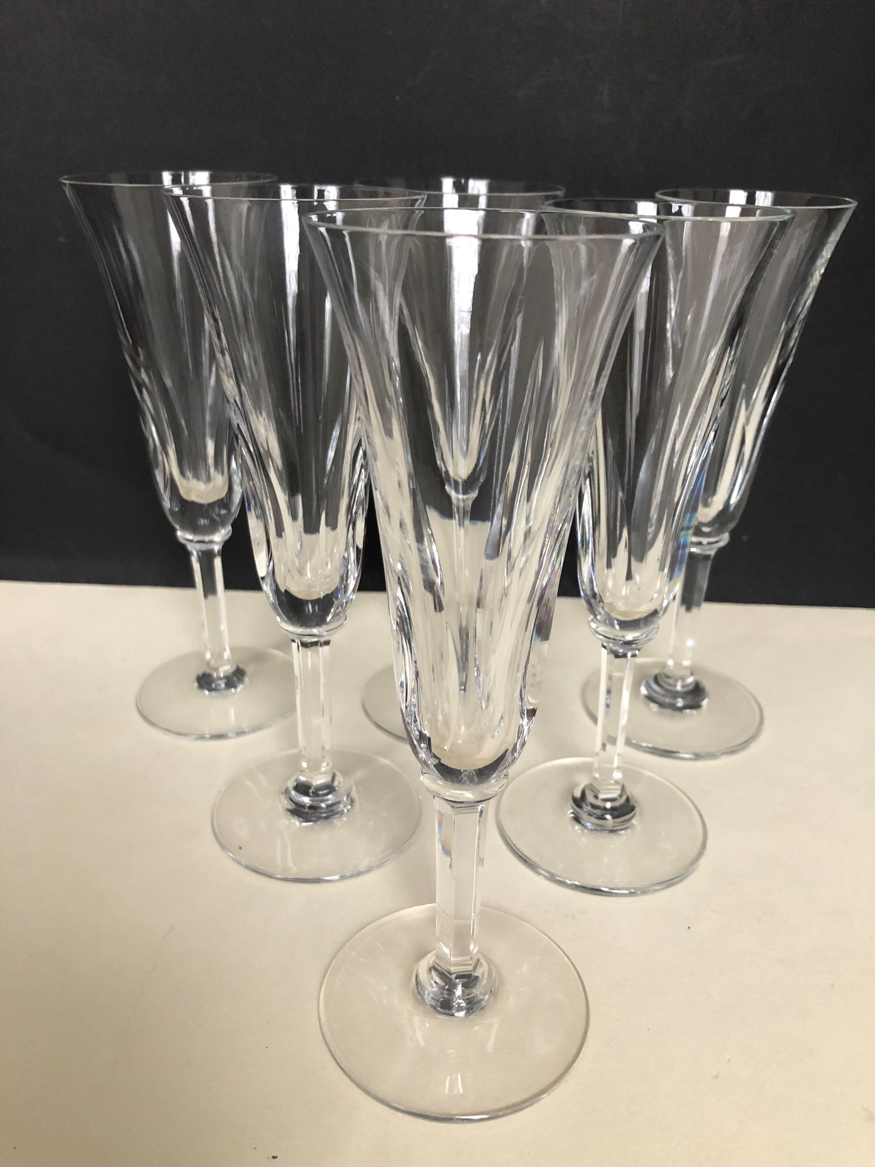 6 Saint Louis crystal champagne flutes
