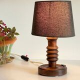Vintage Charles Dudouyt Style Wooden Lamp
