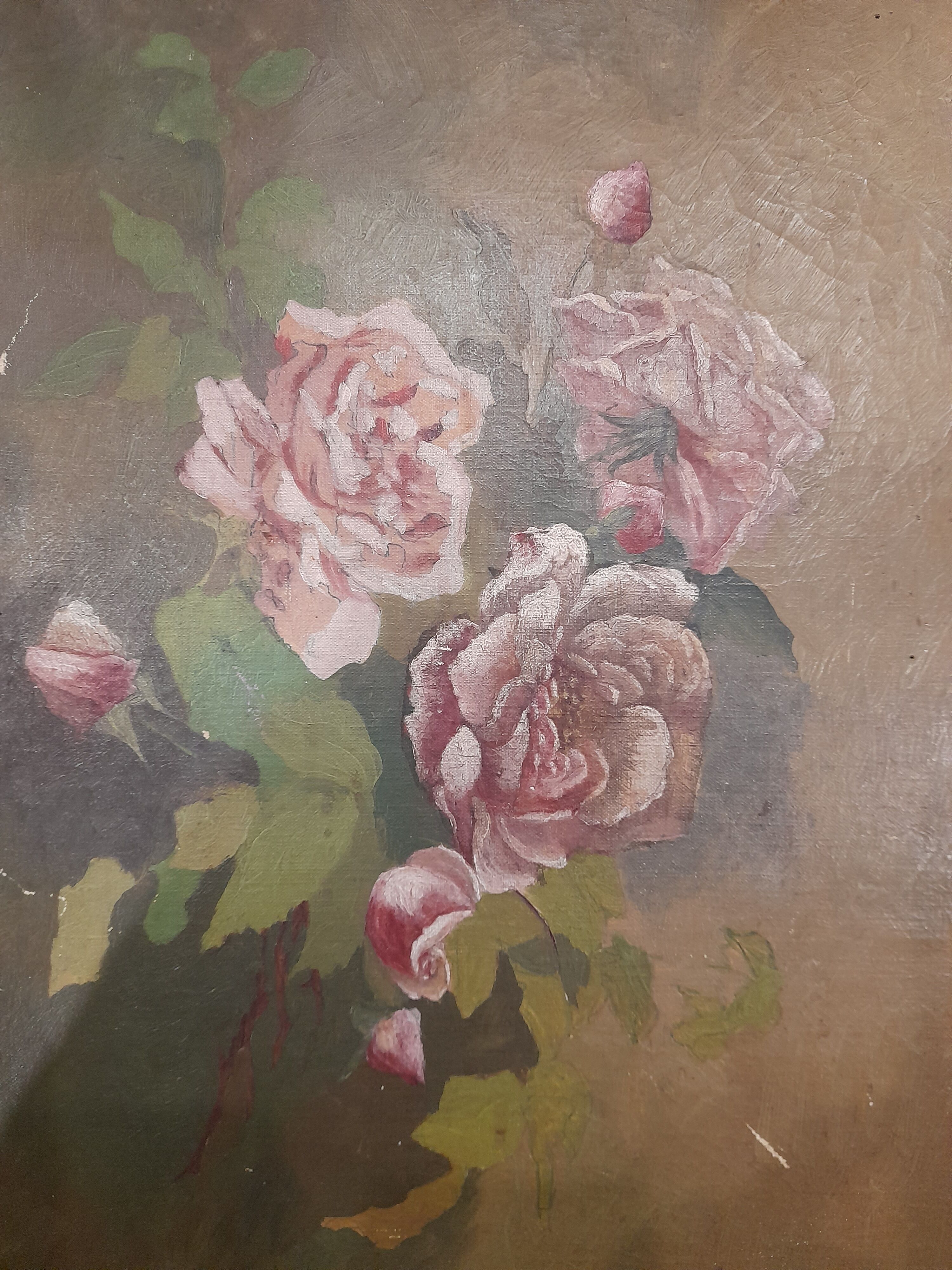 Huile sur toile roses