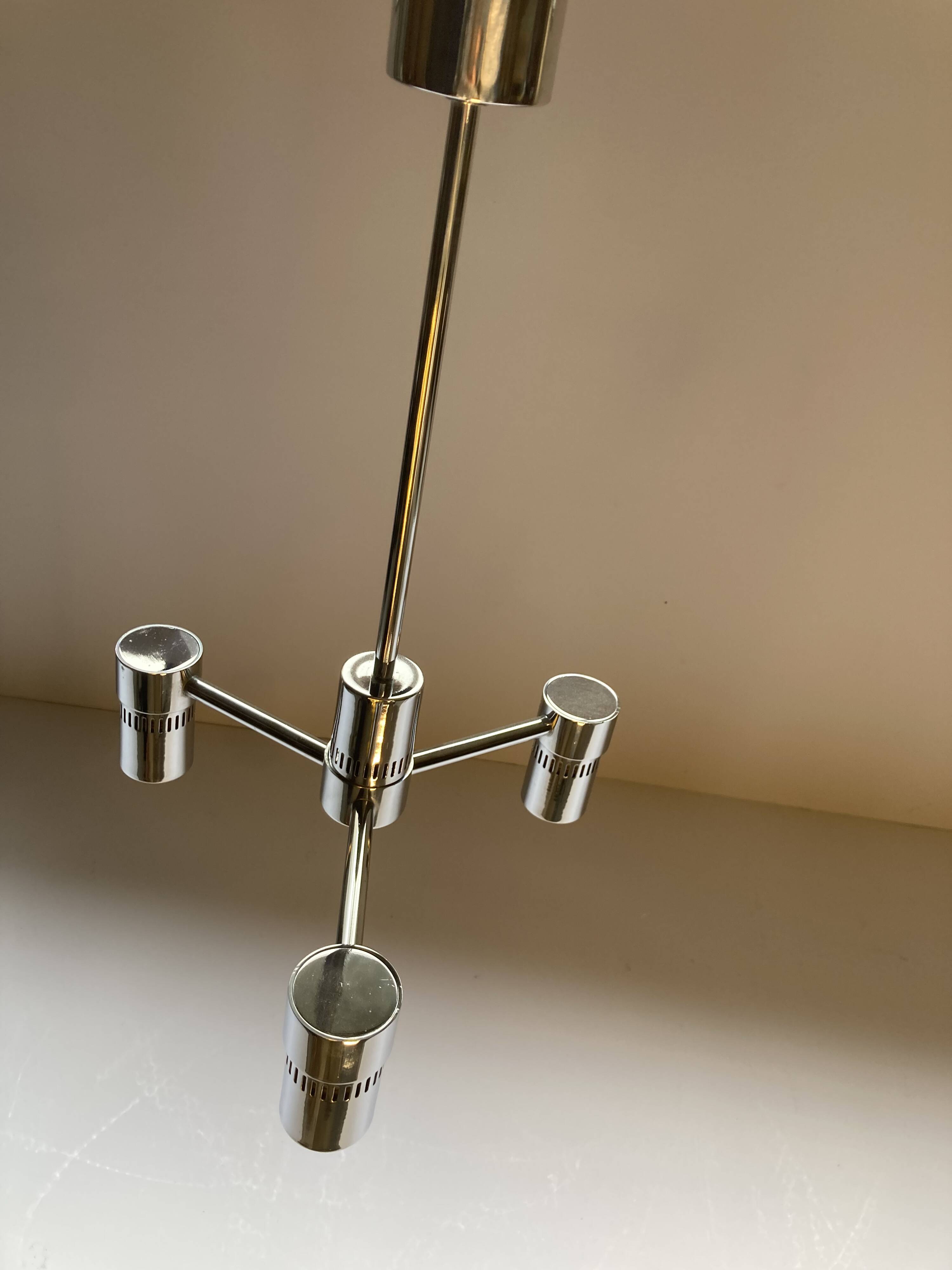 Pair of chrome pendant lights from the 70s.