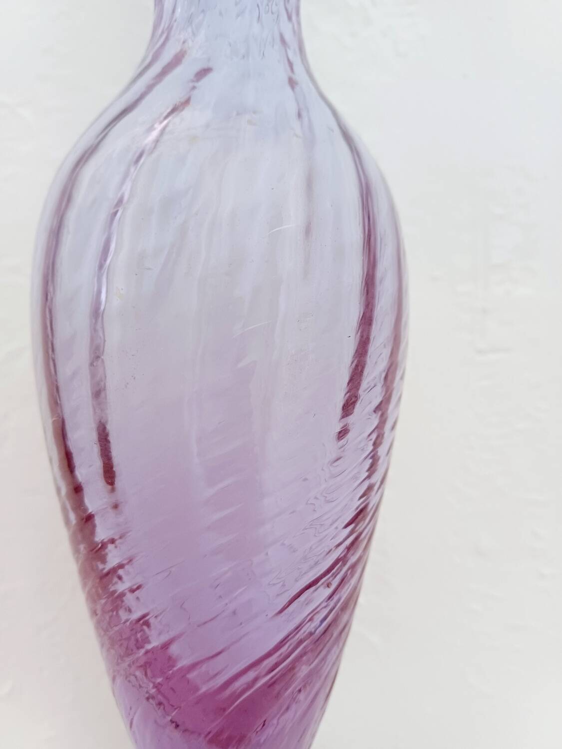 Glass vase - lavender optic swirl texture