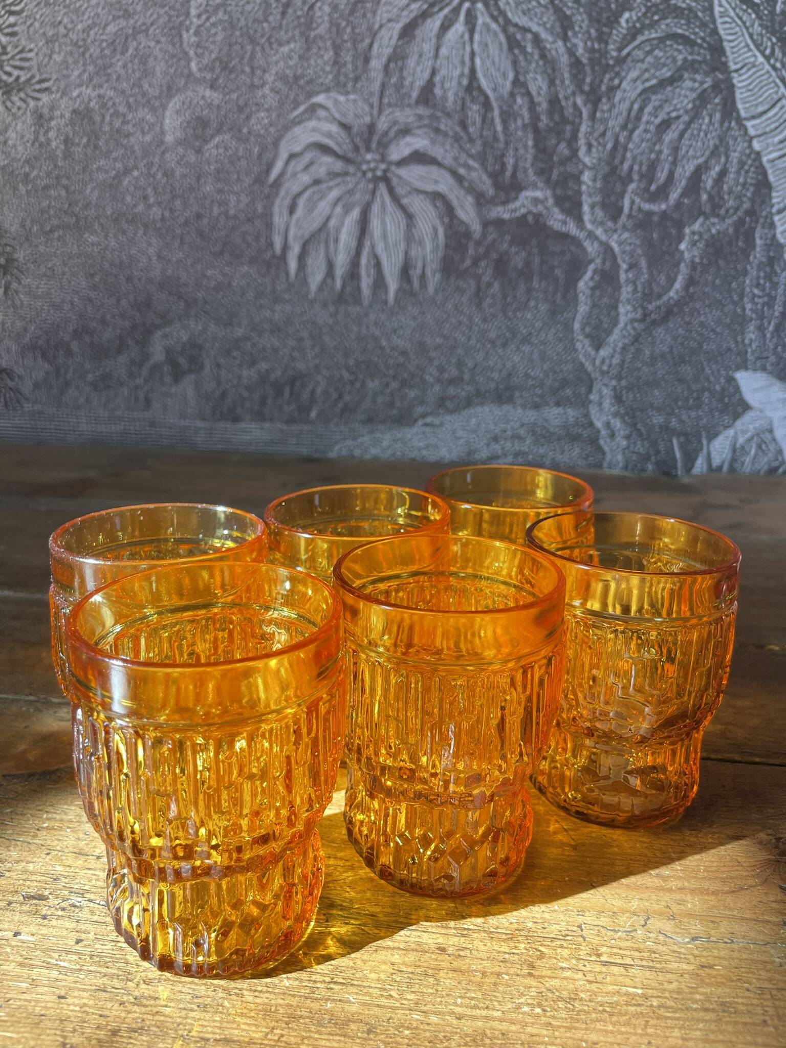 6 Bormioli Rocco 70' amber glasses