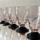 6 petits verres à vin ou à eau art déco rose et pied noir 8 cl