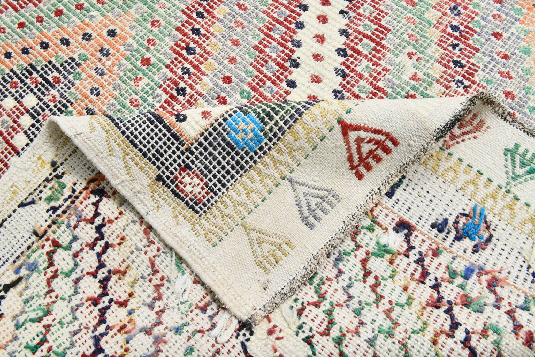 7x10 Large Kilim Rug Colorful Design, 210x292 Cm