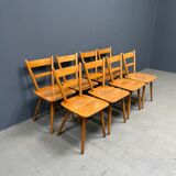 Set of eight german stick chairs from the 1950