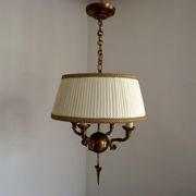 French antique empire style 4 light chandelier pleated cream fabric shade 4311