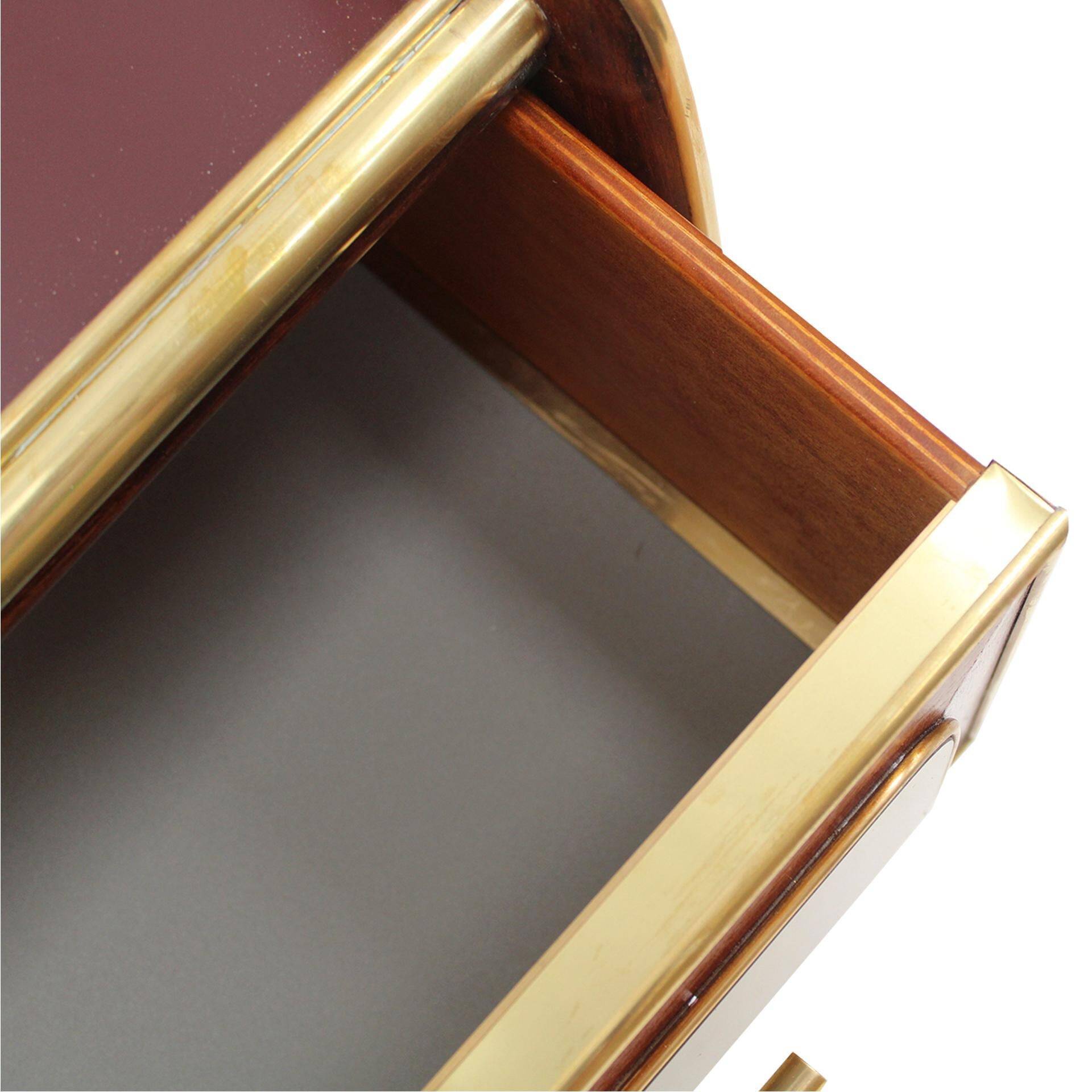 Italain Sideboard Made Of Solid Wood And Covered With Colored Glass 1950S