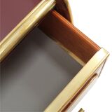 Italain Sideboard Made Of Solid Wood And Covered With Colored Glass 1950S