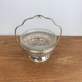Vintage English Metal and Glass Sugar Bowl / Jam Bowl