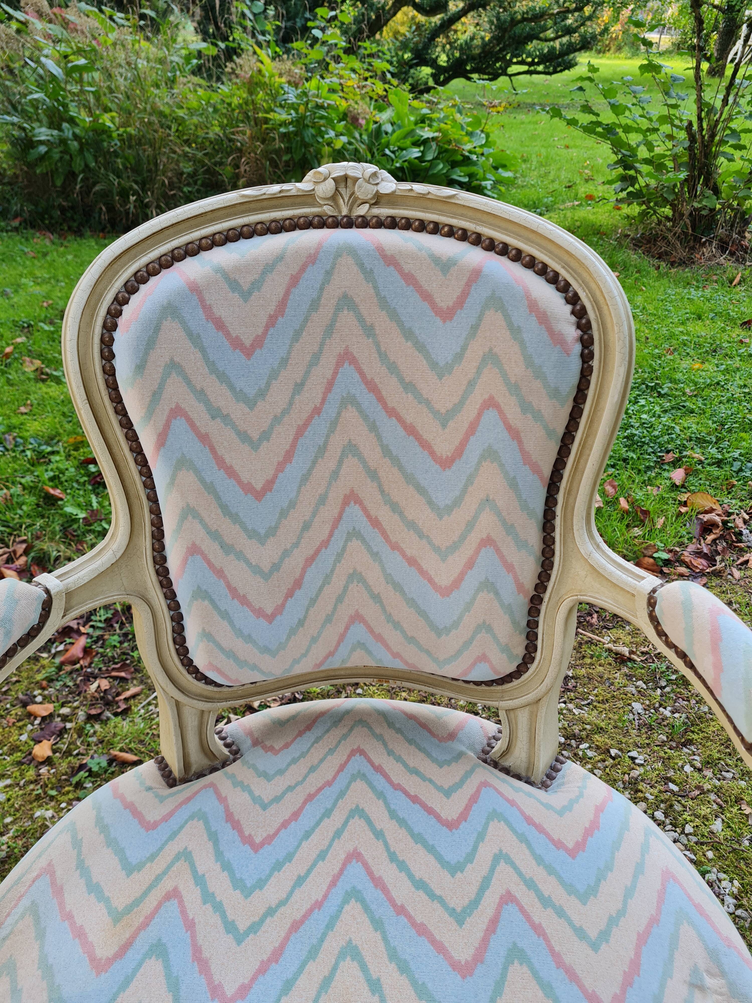 Pair of Louis XV style lacquered armchairs