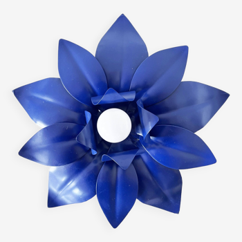 Applique fleur en métal bleu vintage