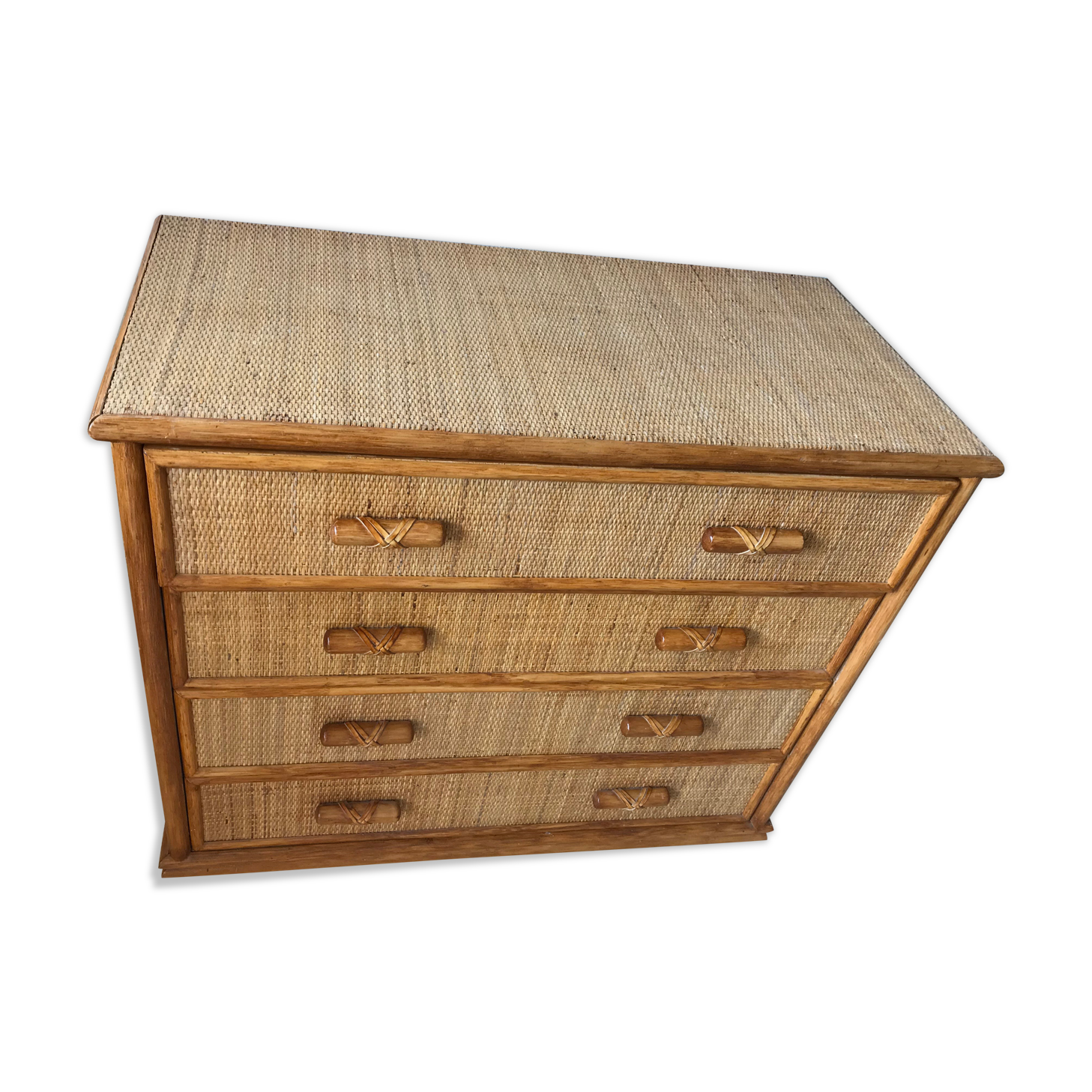 Vintage rattan dresser