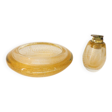 Murano smoking set ashtray and lighter Tommaso Barbi 1980