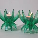 Bougeoirs Friedel Lotus Lucite allemagne 1960 x3