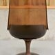 Four swivel chairs - metal base - smoked brown plexi shell - black skaï seat