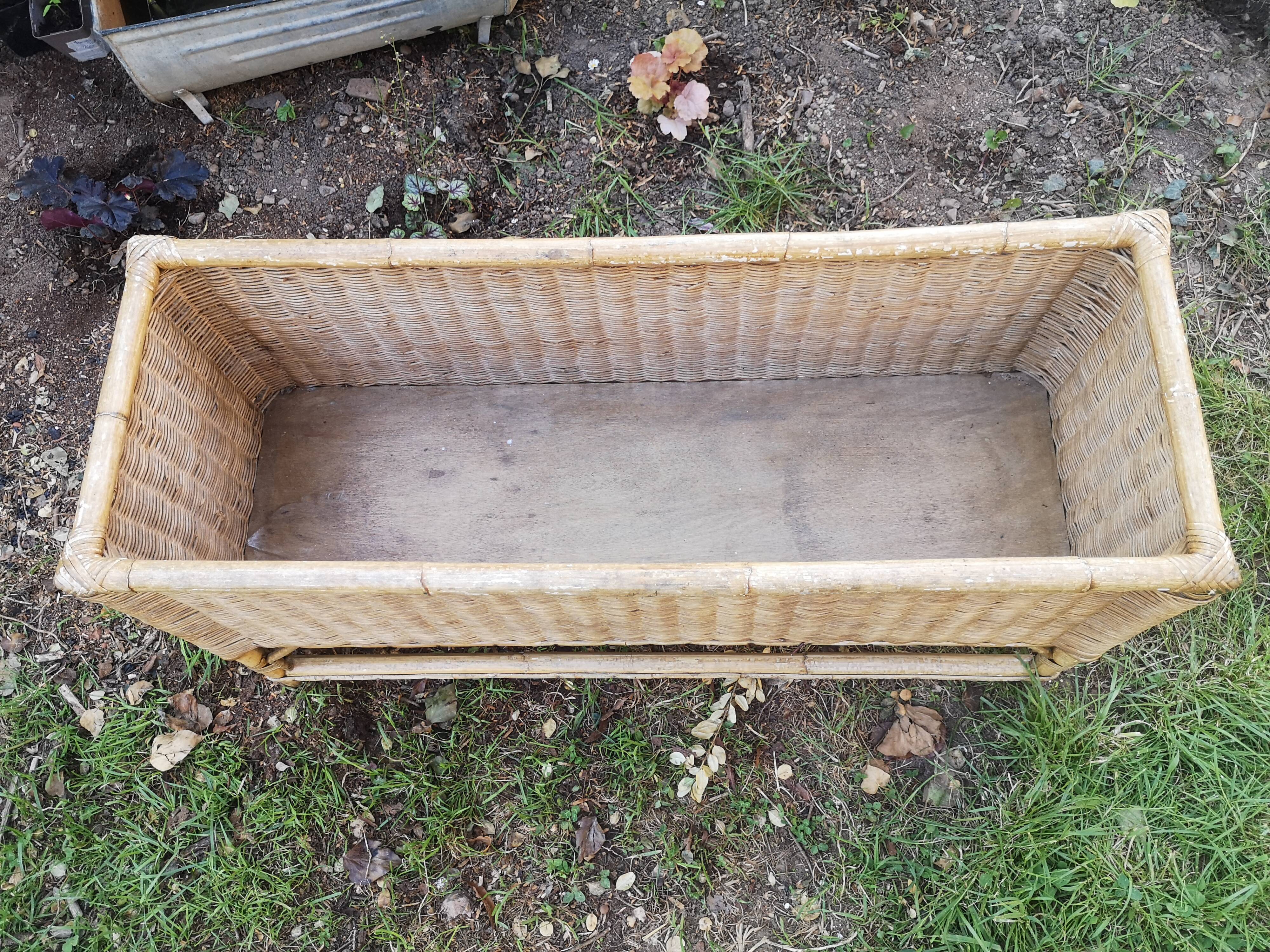 Vintage rattan planter