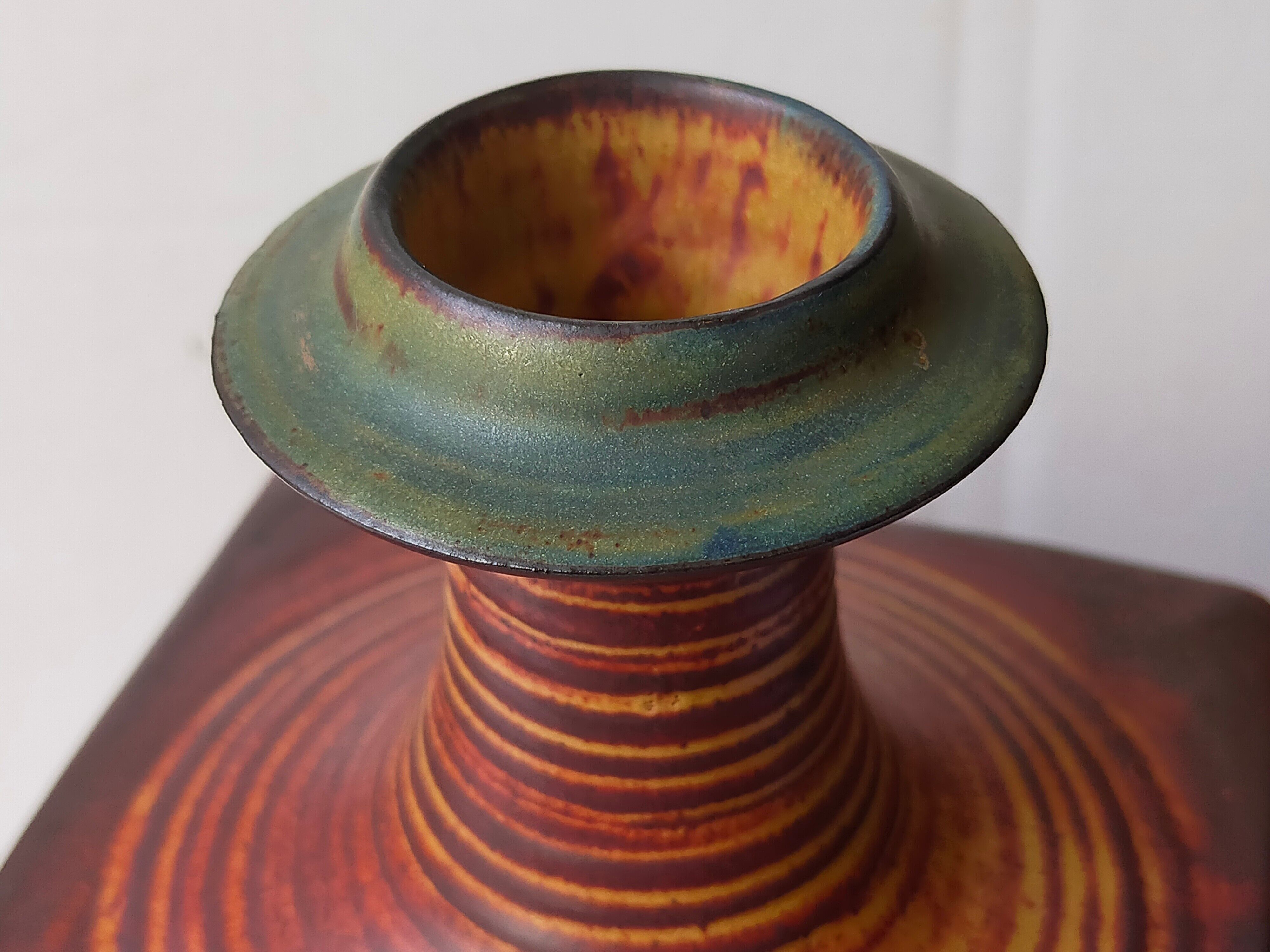 Vintage Scandinavian enamelled earth soliflore vase