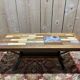 Table basse bois et céramique années 70
