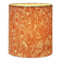 Lampshade covered with a decorative translucent fabric featuring a peacock pattern.