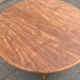 Renovated round extendable dining table made of solid mahogany from the 19th century.