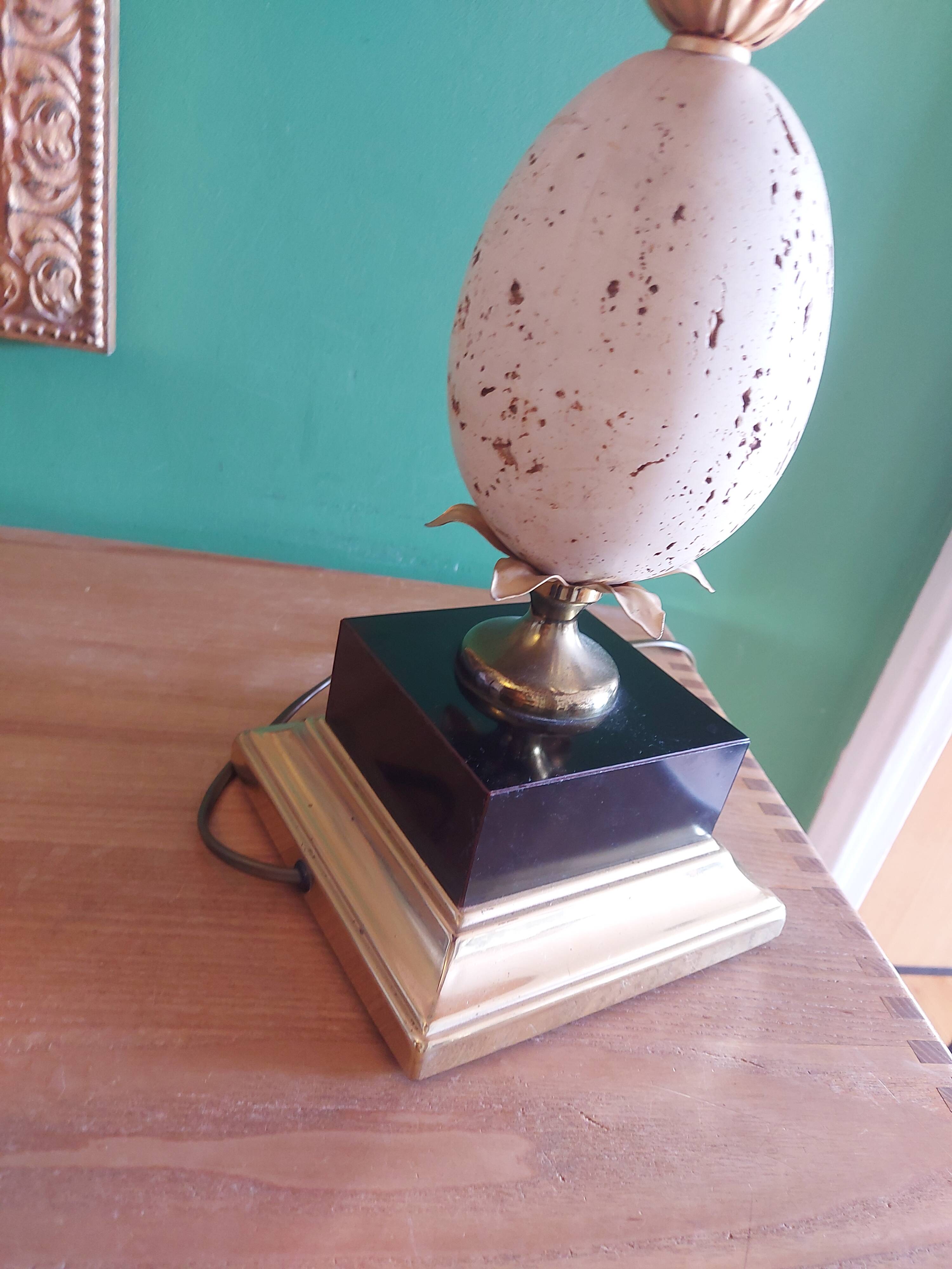 Ostrich egg lamp, Oxford model, Maison Barbier, 70'S