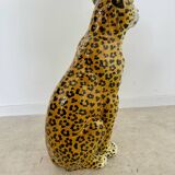 Antique terracotta leopard sculpture from the 70s vintage Italian design