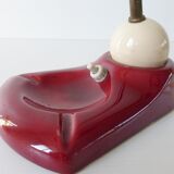Exceptional ashtray lamp ceramic white and bordeaux 1950 vintage rockabilly 50's lamp
