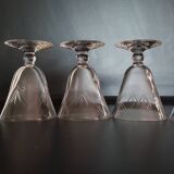 5 Verres ancien soufflés et ciselés