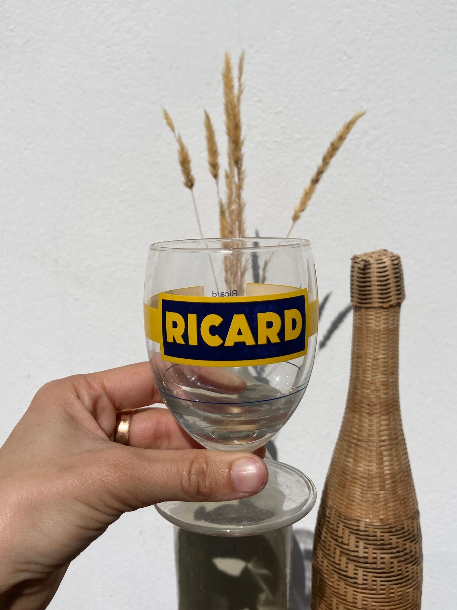 3 glasses with feet of vintage bistrot Ricard