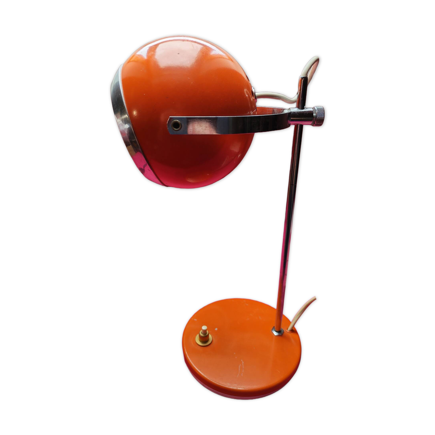 Vintage "Eyeball" Desk Lamp Orange & Chrome – Space Age Era
