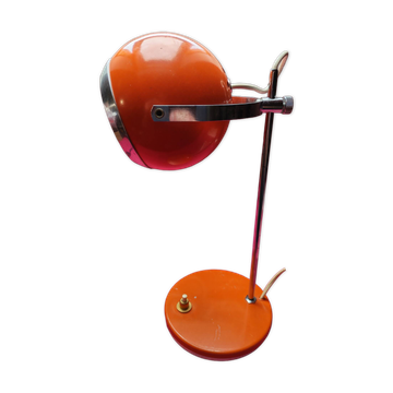 Lampe de bureau "Eyeball" vintage orange & chrome – Époque Space Age