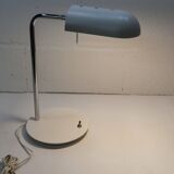 Table lamp in metal and gray porcelain from 1960, original articulated and restored