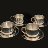 Set of 4 cups and their saucer "Inoxry" Italy