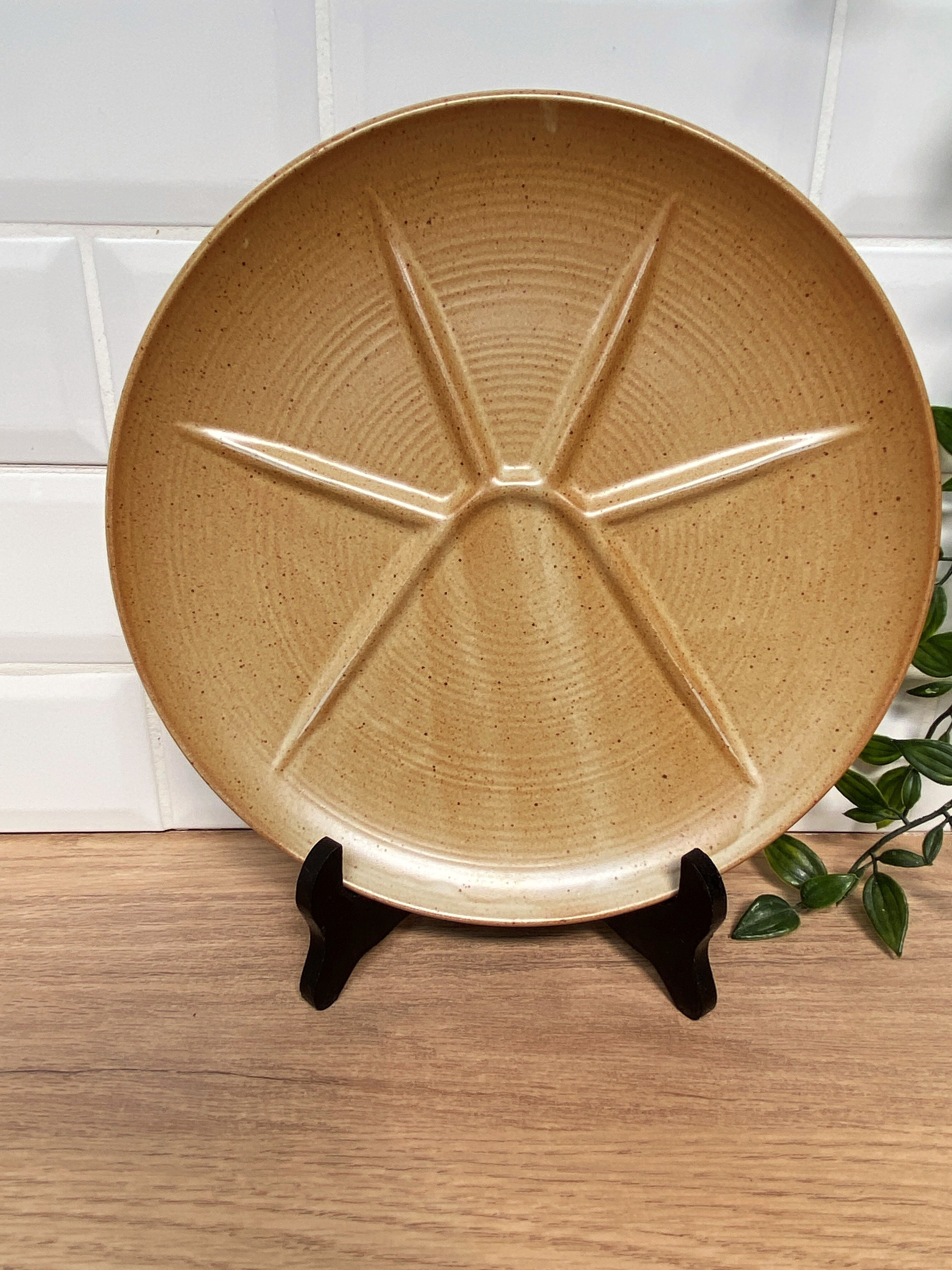 Set of 6 CNP Village stoneware fondue plates