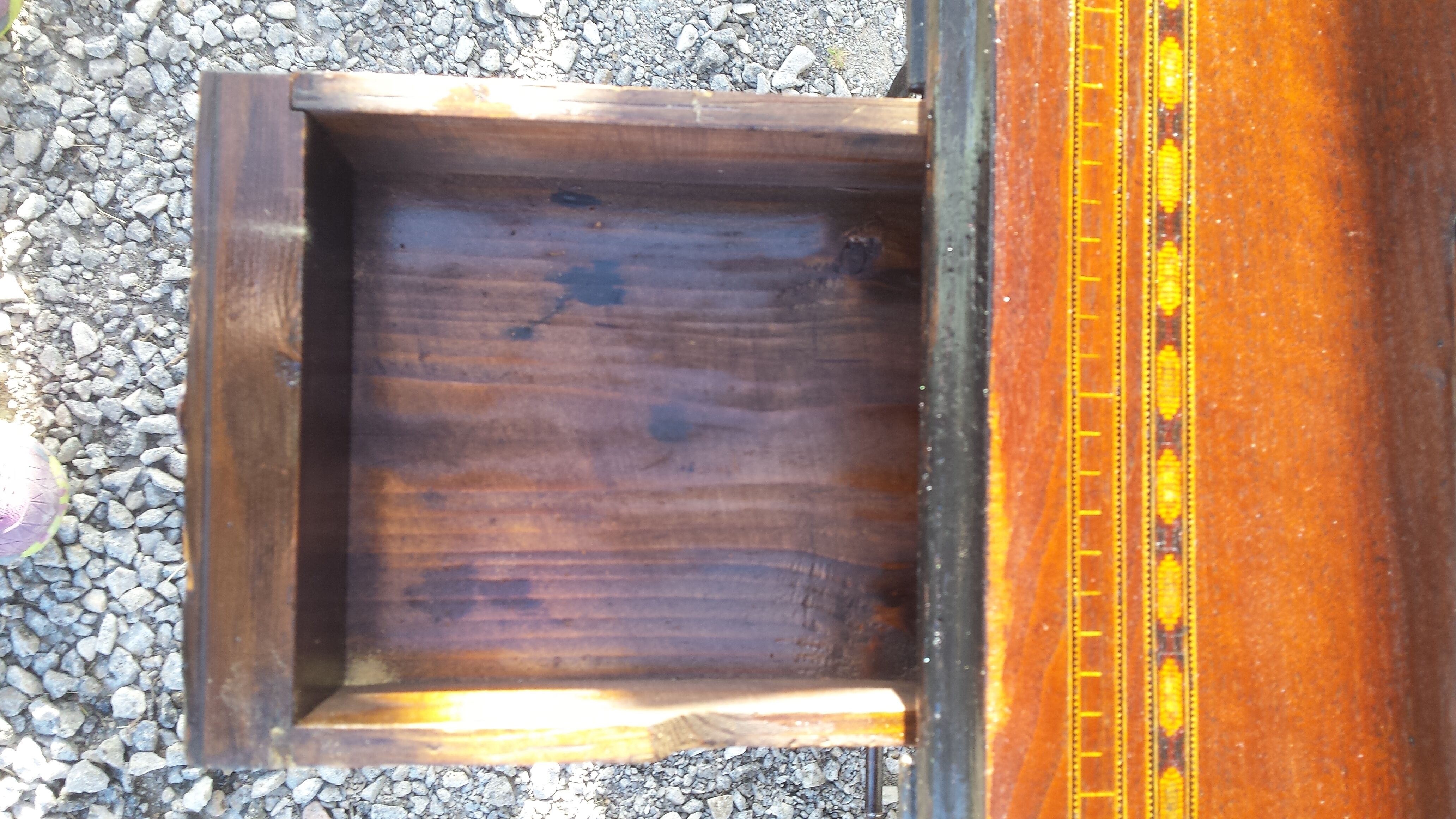 standing console of an old sewing machine