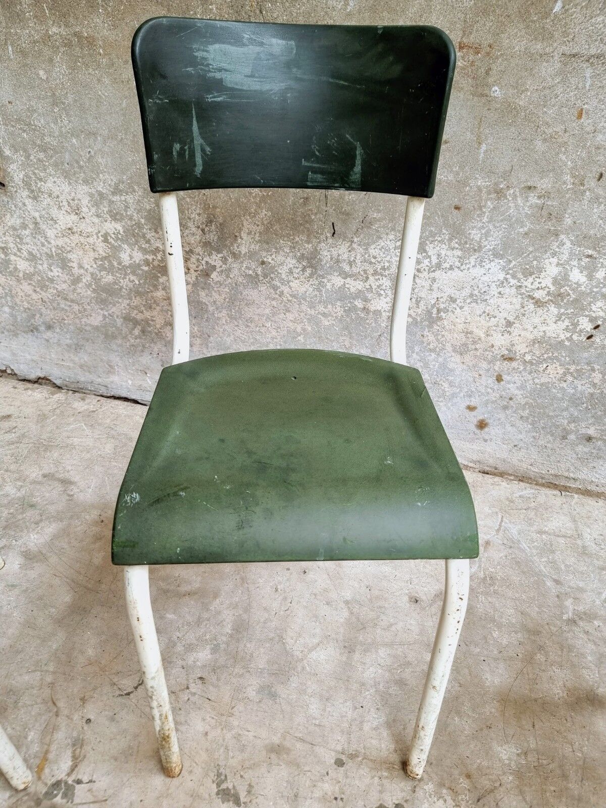 Set of vintage chairs stacking chairs green bakelite