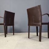 Pair of brown leather armchairs by Arper italy, 1980s