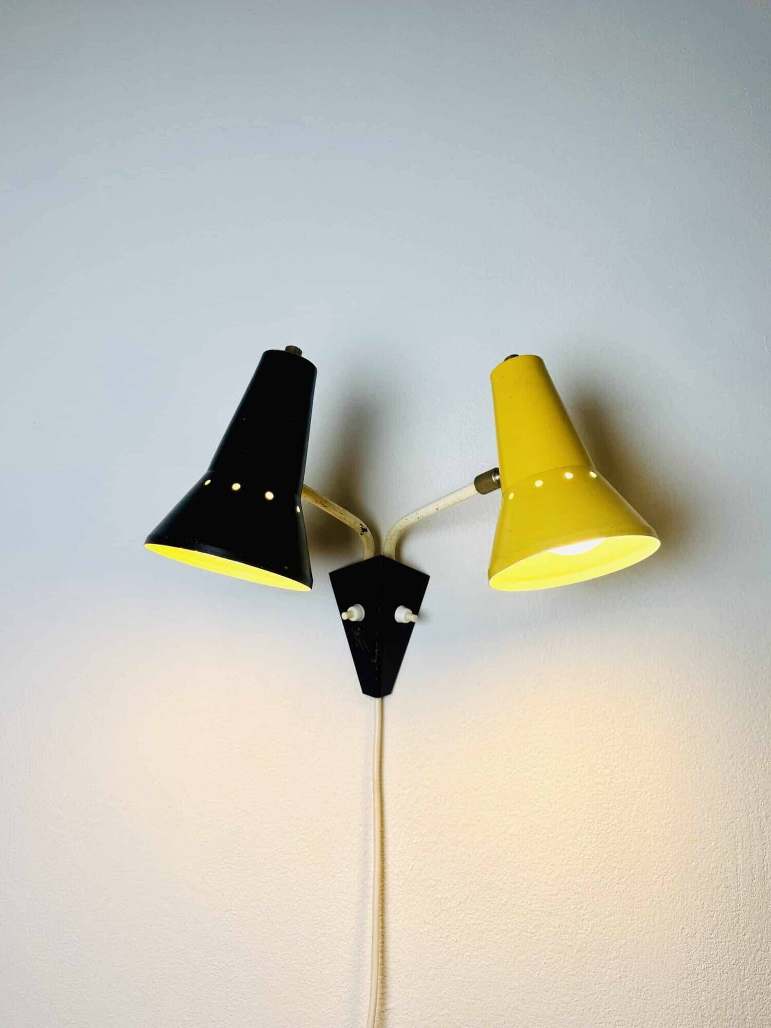 Double Cone Wall Lamp By J.J.M. Hoogervorst For Anvia Nederland, The Netherlands Early 1950S