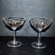 Set of 2 old champagne glasses engraved crystal wheel laurel garland 1900 H12cm