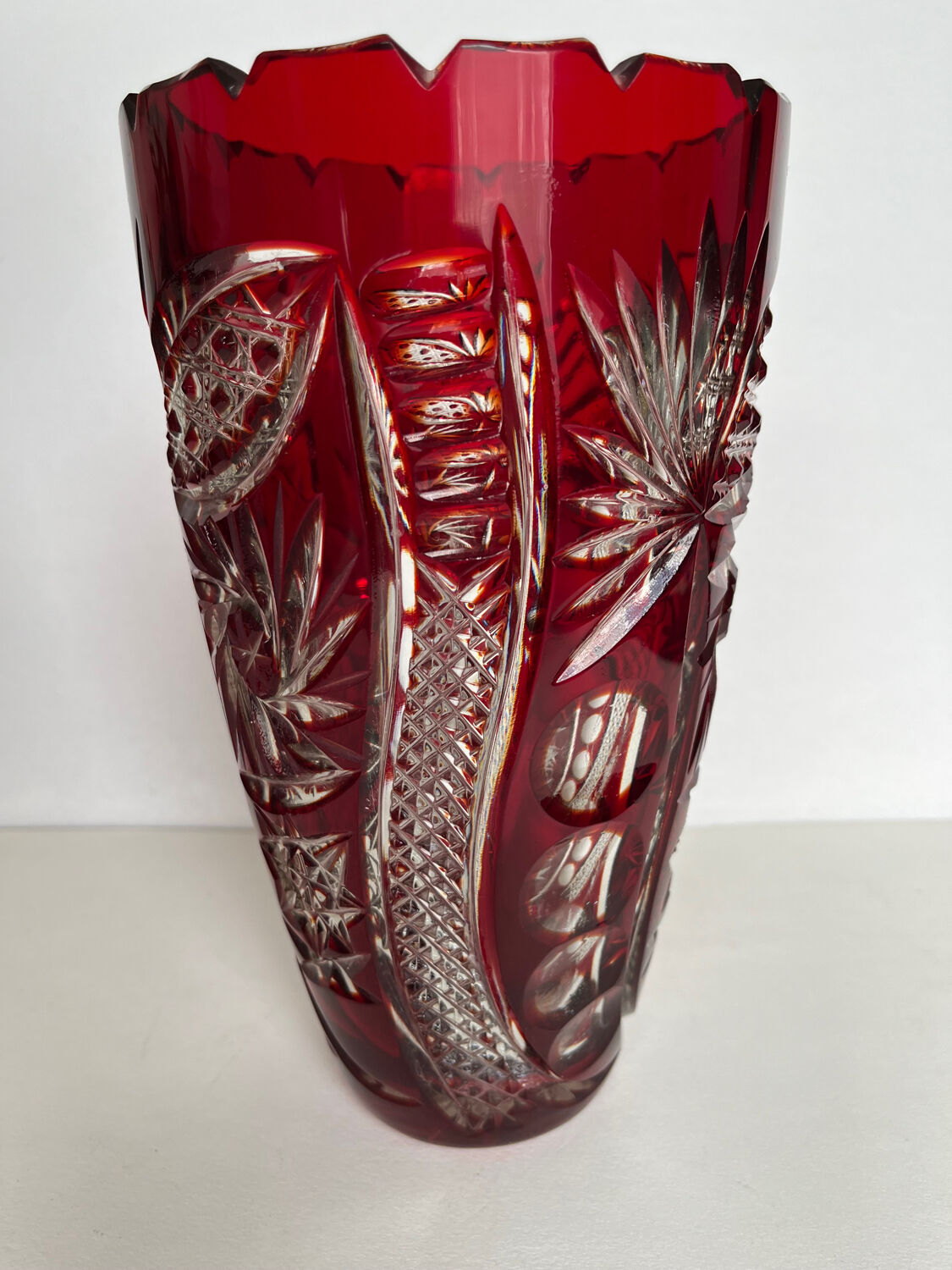 Carved crystal vase