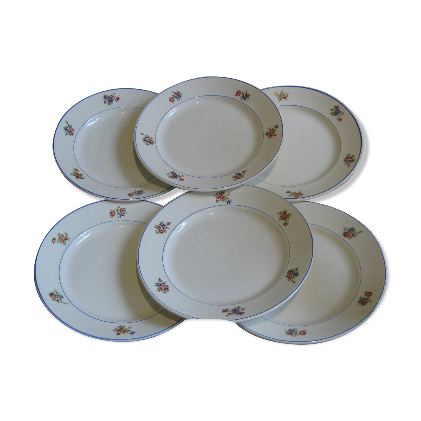 Lot d'assiettes de Lunéville en demi porcelaine décor "Marie"