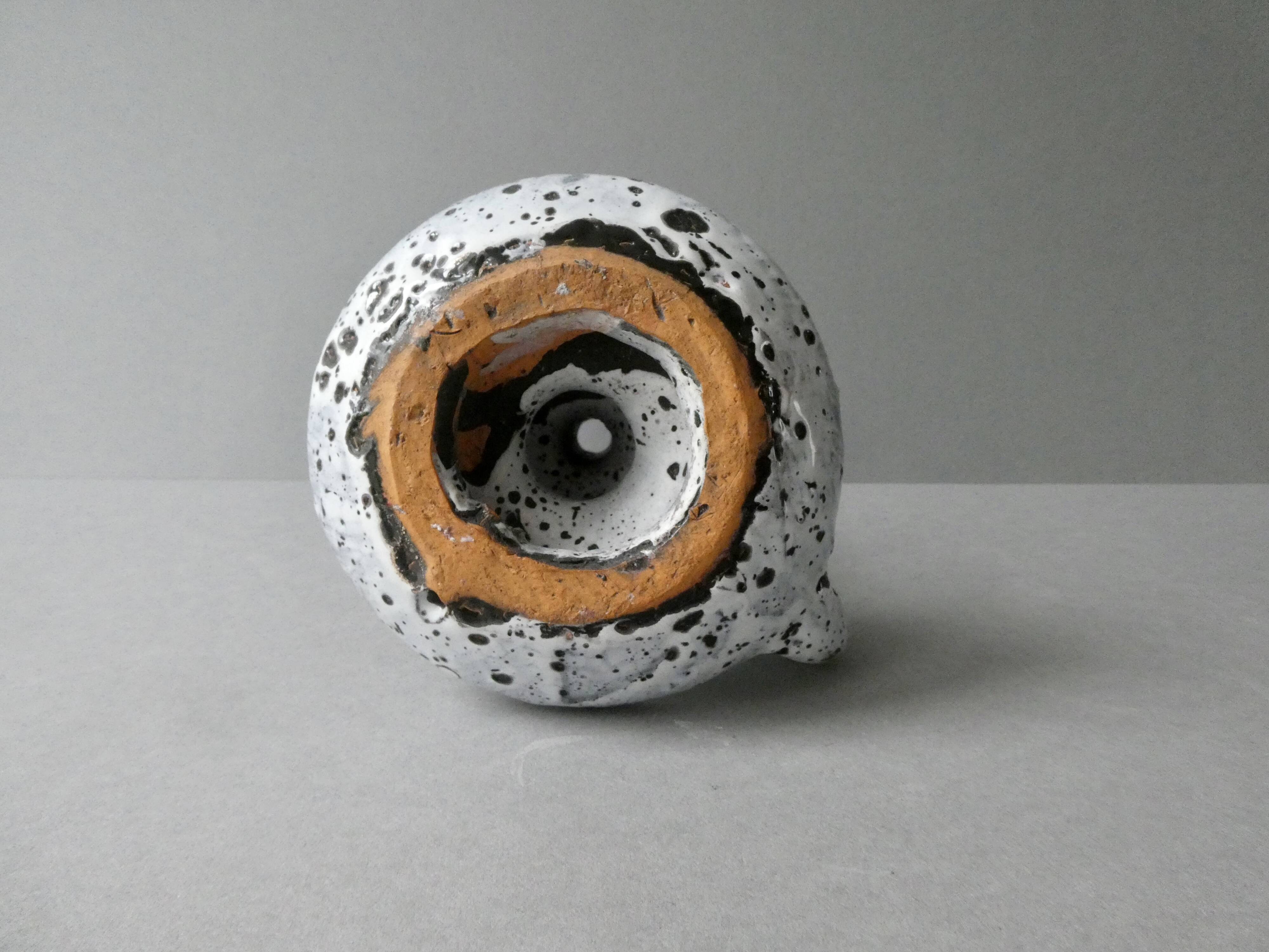 Cellar rat candle holder in white enamel stoneware, 60s-70s