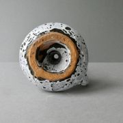 Bougeoir rat de cave en grès émail blanc, années 60-70