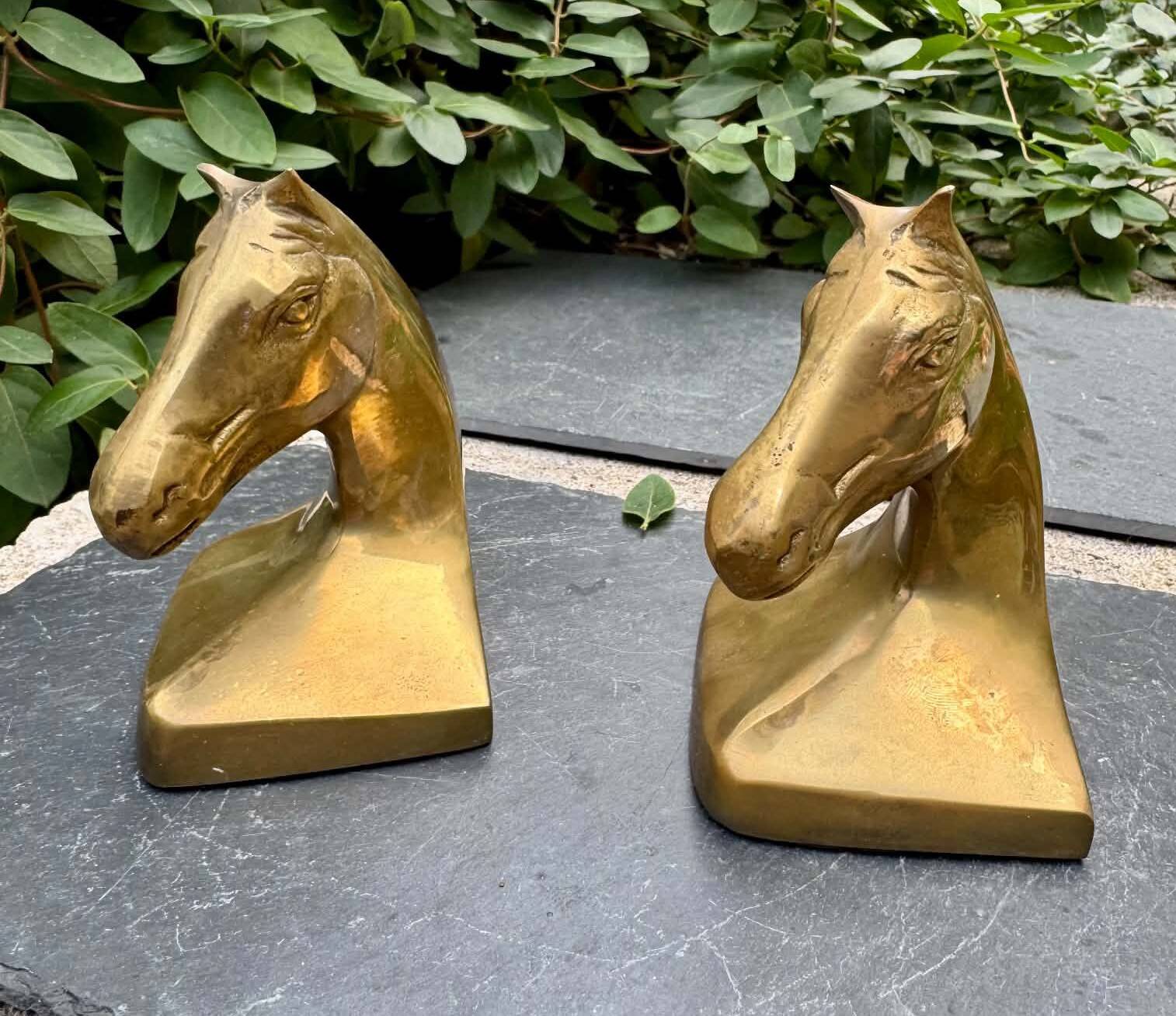 Pair of brass Art Deco horse bookends