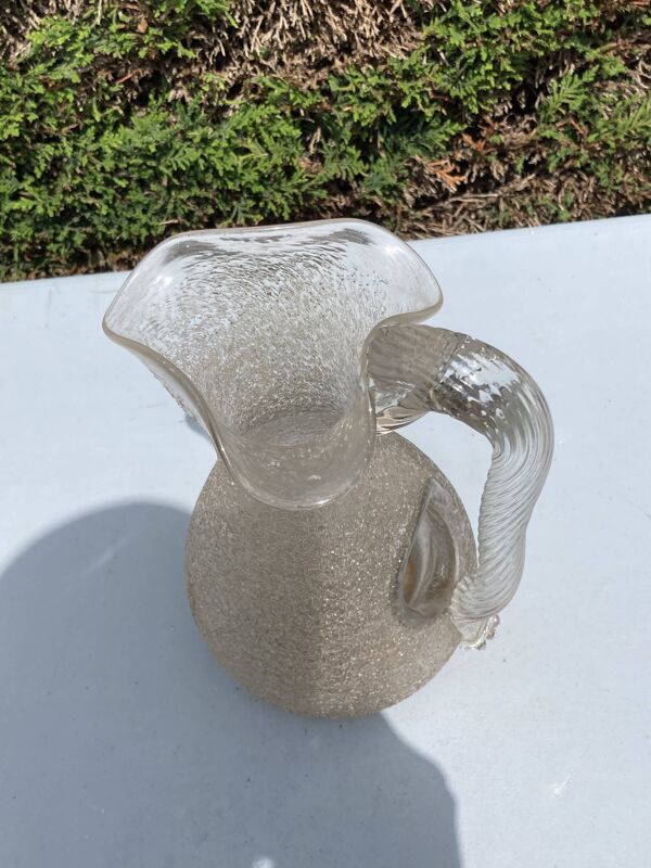 Carafe rafraichissoir pichet baccarat ou st louis cristal givré anse torsadée