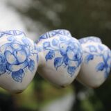 Pair of antique blue ceramic candlesticks • Apothecary size 5x2 (10 burners)