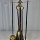 Fire Tool Set in Brass and Brushed Steel with Claw Feet, Attributed to the