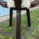 Tripod chair/stool in wood and goatskin