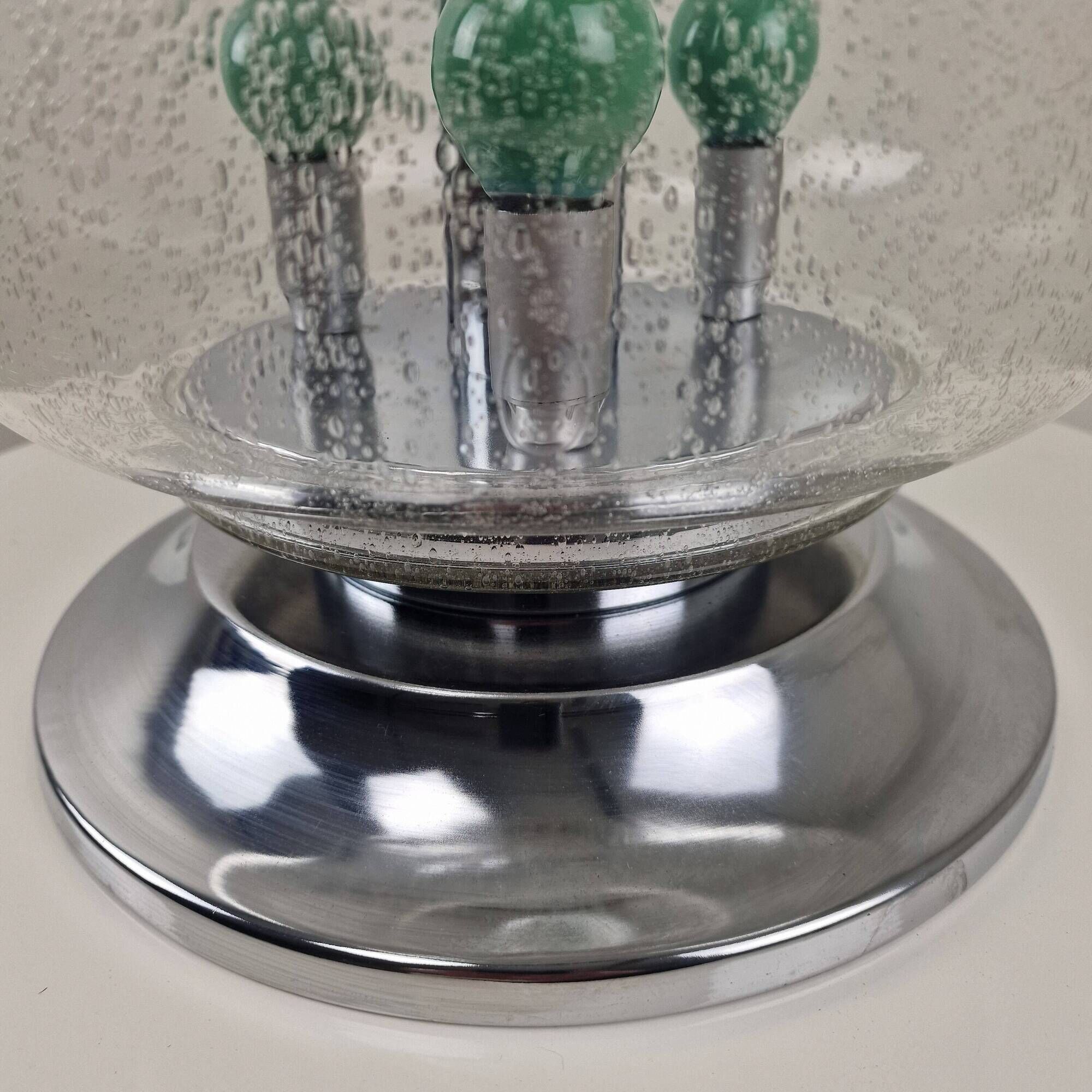 Italian Space Age Table Lamp with Effervescent Bubble Glass, 1970's