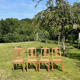 Black chairs and cannage